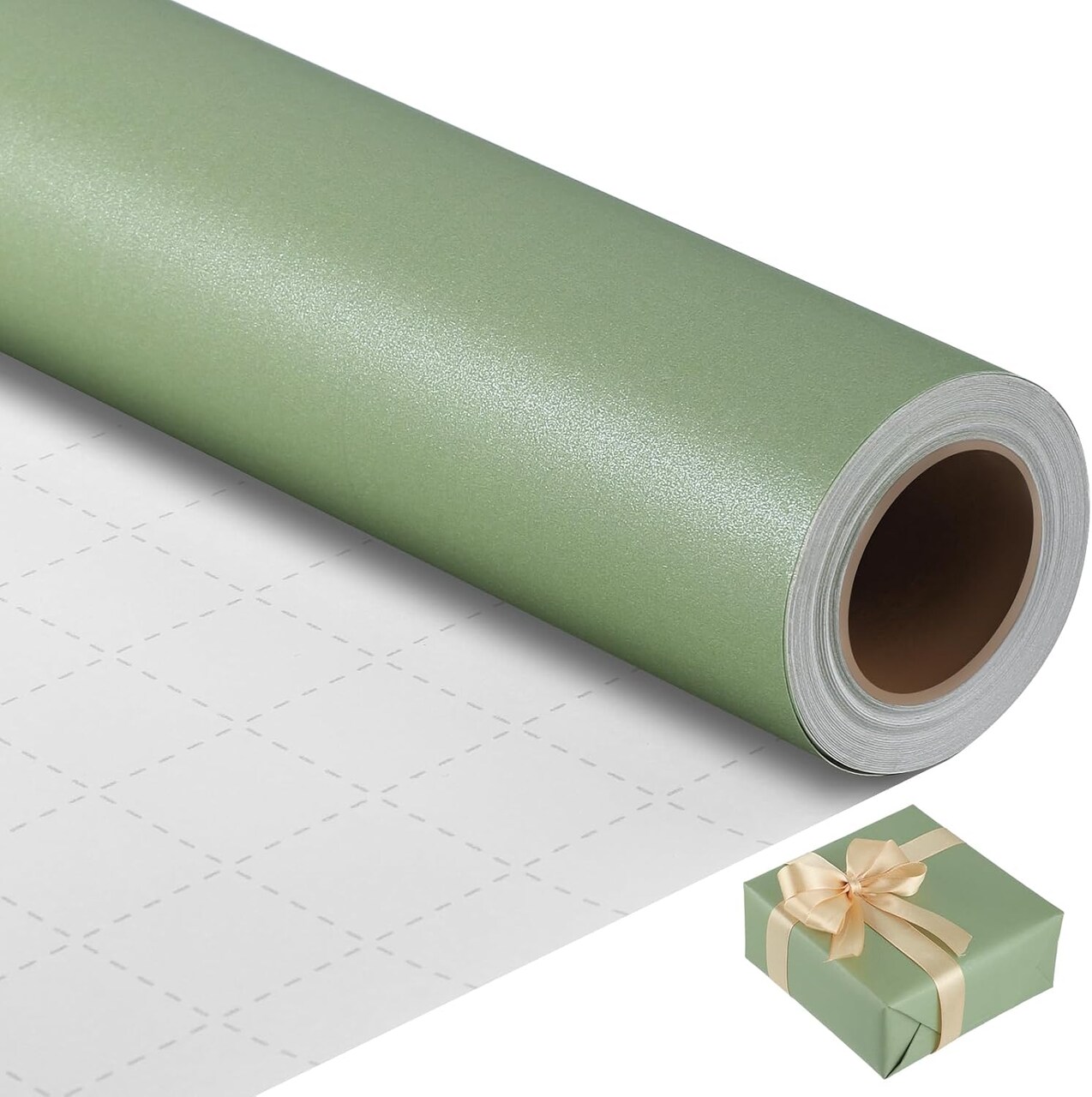 Sage Green Wrapping Paper Roll – 17 In x 33 Ft Elegant Green Gift Wrap for Baby Showers, Weddings, Birthdays, Valentine’s Day & Holidays (Sage Green)